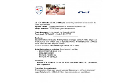 La section athlétisme recrute
