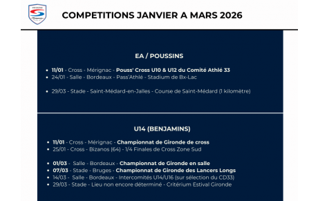 Calendrier compétitions