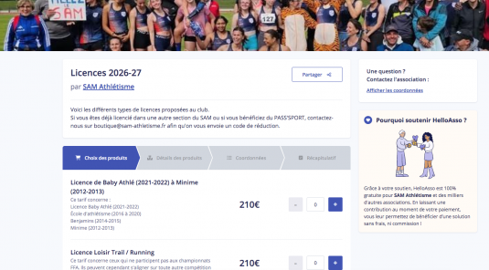 Boutique licence avec HelloAsso